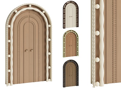 French Vintage Arch Gypsum Door Double Door 3d model