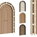 French Vintage Arch Gypsum Door Double Door 3d model