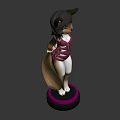 Cartoon Fox Female Character In Pink Swimsuit With Bow Detail Black Hair And Green Eyes
