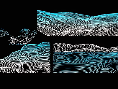 Wavy Line Decorative Wall Hanging With Blue And White Modern Artistic Design For Home Decor 3d model