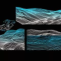 Wavy Line Decorative Wall Hanging With Blue And White Modern Artistic Design For Home Decor