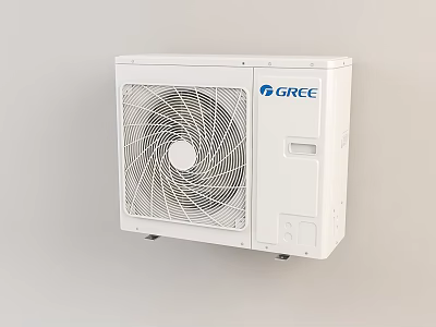 GREE Air Conditioner Outdoor Unit Featuring White Casing And Fan Grille Design For Home Use 3d model