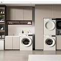 Modern Bathroom Cabinet Rack With Washing Machine Dryer And Storage Cabinets