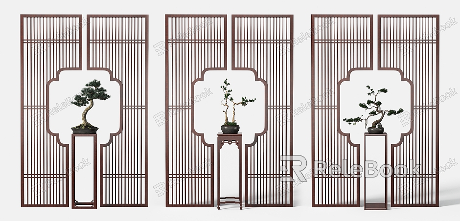 Chinese-style flower stand partition model