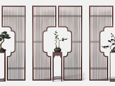 Chinese-style flower stand partition model