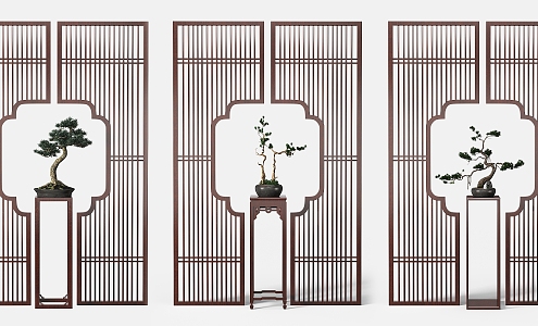 Chinese-style flower stand partition 3d model