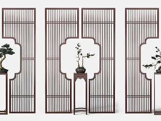 Chinese-style flower stand partition 3d model