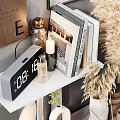 Modern Decorative Ornament Set With Pampas Grass Ceramic Vases Metal Candlesticks And Art Prints