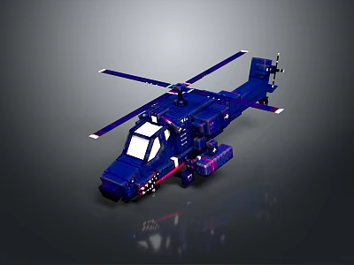 Detailed Blue Helicopter Model With Rotors Fuselage Windows And Wheels Design 3d model