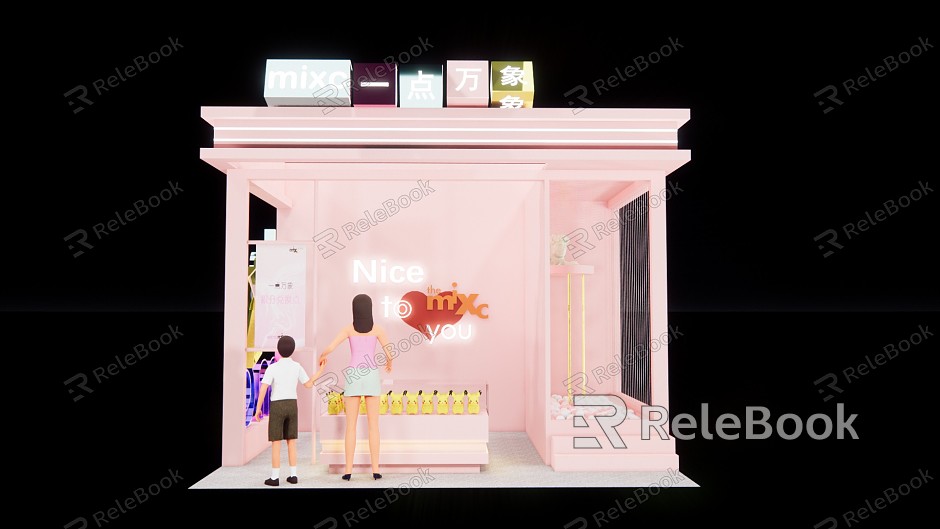 Modern storefront outdoor shops model