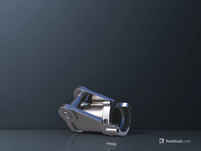 Silver Blue Metal Mechanical Part With Shiny Surface And Precision Structure On Dark Background 3d model