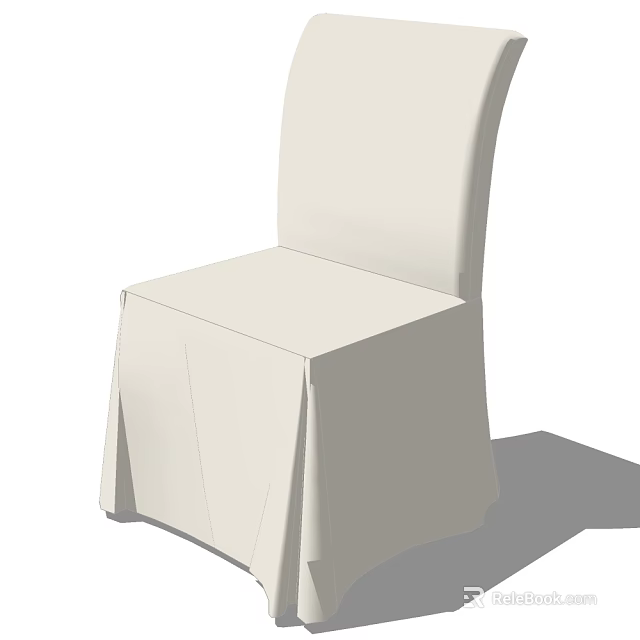 White Dining Chair with Simple Modern Design and Elegant Fabric Slipcover for Comfortable Seating 3d model 