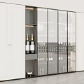 Elegant Modern Large Wine Cabinet With Glass Doors Built In LED Lights For Home Storage