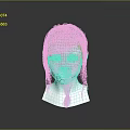 3D Character Female Head Model With Black Hair And Smooth White Facial Features Design