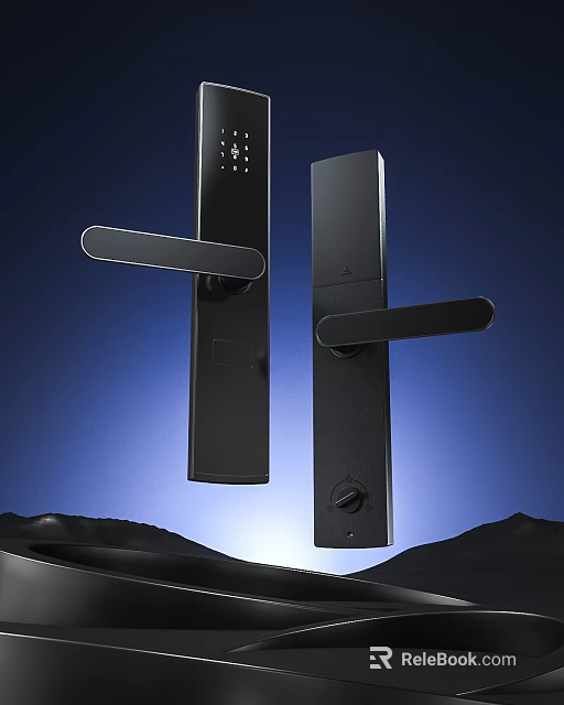 Sleek Modern Smart Lock With Black Finish Electronic Keypad And Ergonomic Handle 3d model 