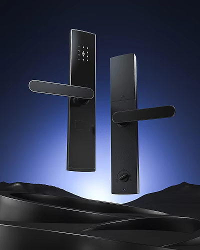 Sleek Modern Smart Lock With Black Finish Electronic Keypad And Ergonomic Handle 3d model