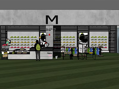 Modern Shoe Store Sports Shoes Basketball Clothes Shelf Display Shoe Store 3d model