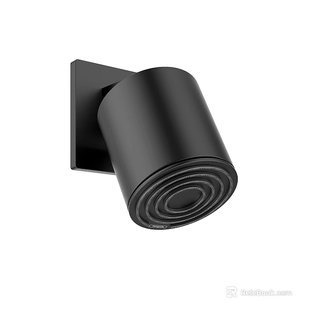 Sleek Modern Black Wall Mounted Shower Head With Circular Spray Pattern Design 3d model