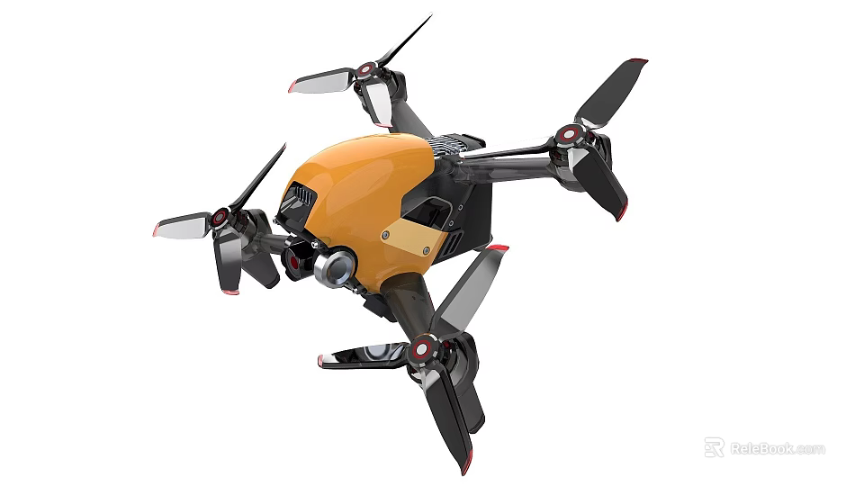 Professional Yellow And Black Drone With Four Rotors And Camera For Aerial Use 3d model 