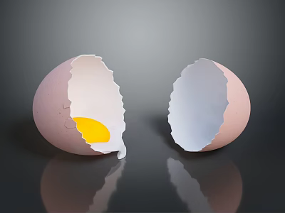 Cracked Egg Halves With Yolk in One and Empty in the Other 3d model