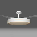 Modern White Ceiling Fan Light With Round Lamp And Rotating Blades