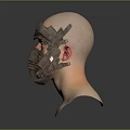 Intricate Metallic Facial Mask On Mannequin Head With Detailed Design