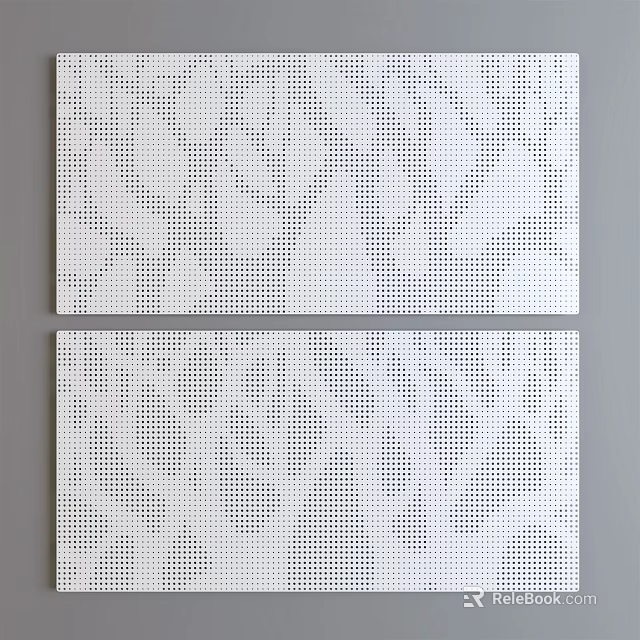 Modern White Decorative Panels With Perforated Leaf Pattern Two Panel Design 3d model 