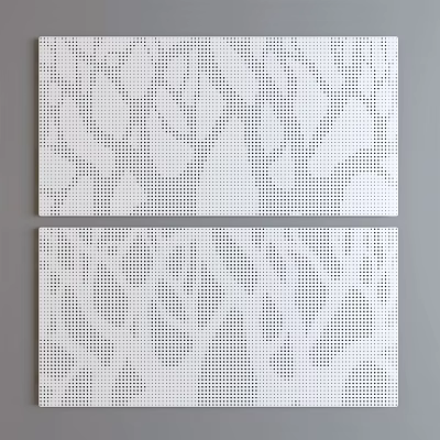 Modern White Decorative Panels With Perforated Leaf Pattern Two Panel Design 3d model