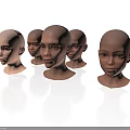 Multiple Realistic Bald Human Head Models With Detailed Facial Features