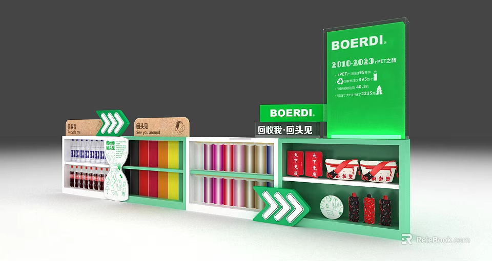 Other BOERDI Display Shelf With Colorful Items Arrow Signs And Multi-layer Compartments 3d model 