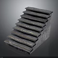 Architectural Concrete Staircase Structure With Gray Steps And Yellow Edge Lighting 3d model