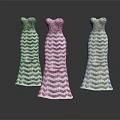Strapless Sequined Dresses With Zigzag Pattern In Silver Pink Gold Colors