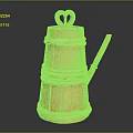 Traditional Wooden Container With Woven Rattan Bands Heart Shaped Handle And Wooden Spout