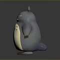 3D Totoro Character With Gray Body White Belly Smiling Face And Standing Pose