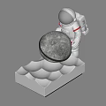 Astronaut Shaped Table Lamp With Glowing Moon Orb And Moon Surface Base 3d model