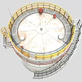 Industrial Metal Storage Tank With Yellow Railings Ladder And Platform Structure
