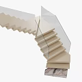 Modern Staircase With Glass Railing Light Colored Steps And Marble Base 3d model