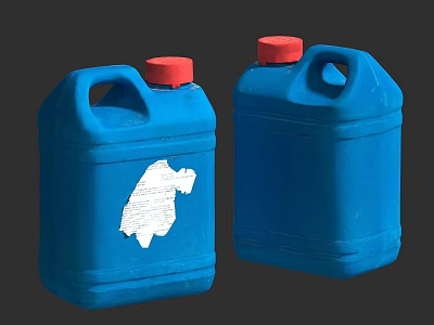 Durable Blue Plastic Jugs with Red Caps for Daily Household Use 3d model