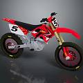 Racing Red Off Road Motorcycle With 5 15 Number Graphics Black Seat And Tires