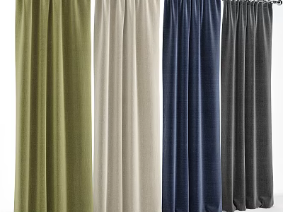 Green Beige Navy Blue and Gray Curtains Collection for Home Decor 3d model