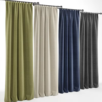 Green Beige Navy Blue and Gray Curtains Collection for Home Decor 3d model
