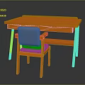Kids Wooden Orange Study Desk With Comfortable Gray Chair For Learning