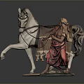 Man In Red Robe And Headscarf With Rearing White Horse Blanket Detailed Sculpture
