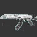 Tactical Blue And Gold Rifle With Detailed Texture And Modern Grip Design
