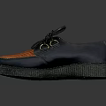 Navy Blue and Orange Woven Leather Casual Shoes with Laces Metal Eyelets and Platform Sole