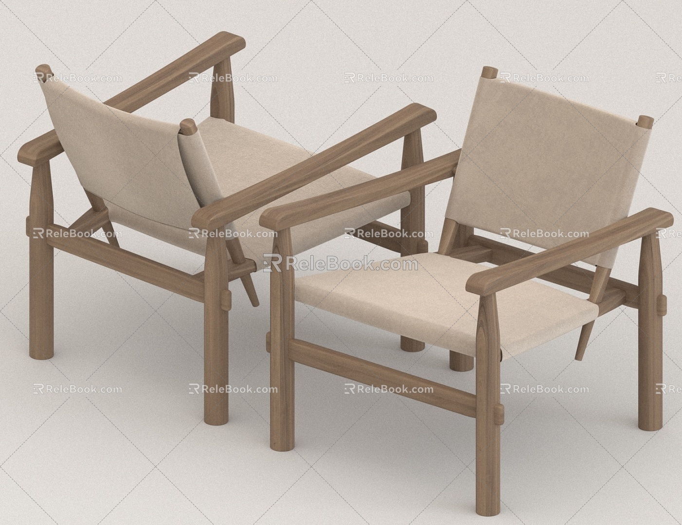 Wooden Backrest Chair 3d model