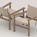 Wooden Backrest Chair 3d model