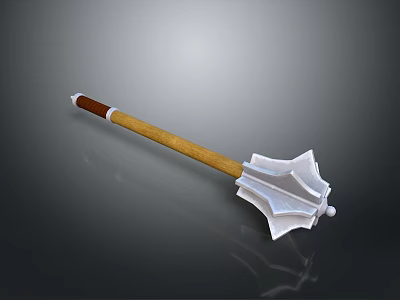 Medieval War Hammer With Wooden Handle And Metal Spiked Head Design 3d model