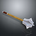 Medieval War Hammer With Wooden Handle And Metal Spiked Head Design