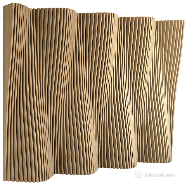 Elegant Modern Background Wall With Wood Grain Wavy Pattern And Textured Surface Design 3d model 
